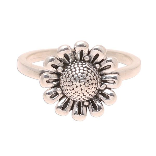 Alternate image for Floral Sterling Silver Cocktail Ring Crafted in India Blissful Allure