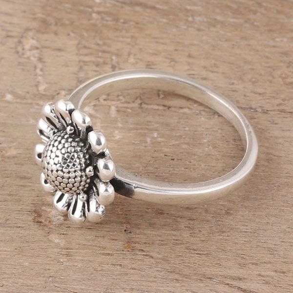 Alternate image for Floral Sterling Silver Cocktail Ring Crafted in India Blissful Allure
