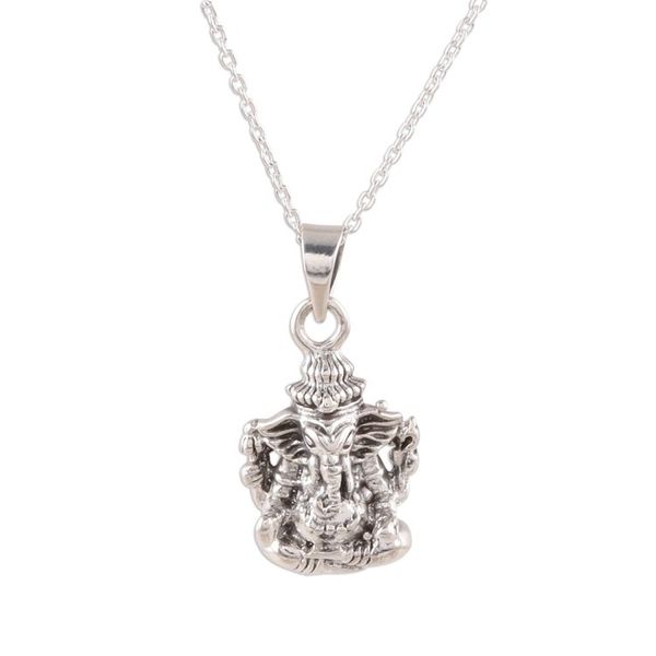 Alternate image for Ganesha Sterling Silver Pendant Necklace from India Majestic Ganesha