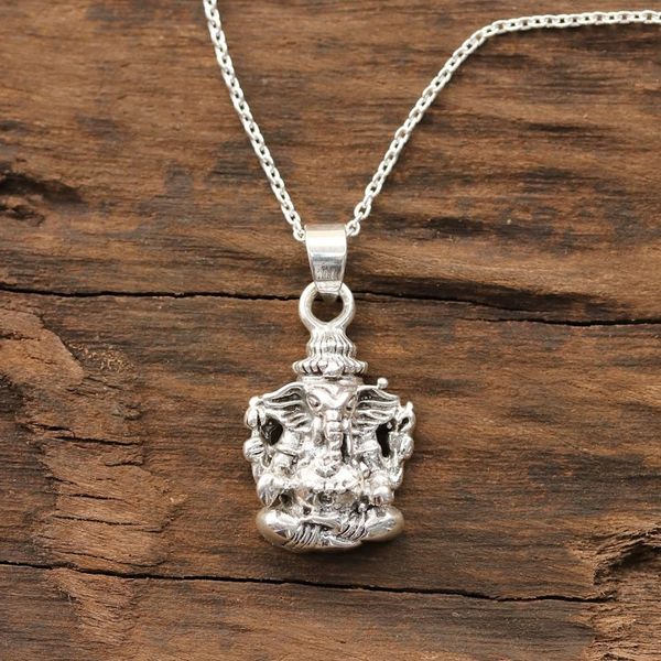 Alternate image for Ganesha Sterling Silver Pendant Necklace from India Majestic Ganesha