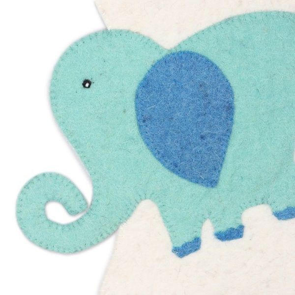 Alternate image for Ivory Wool Felt Elephant Christmas Stocking Holiday Elephant in Aqua