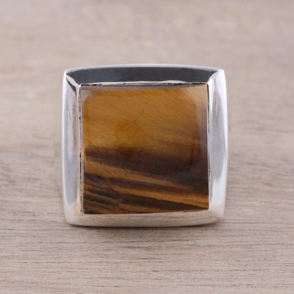 Alternate image for Modern Tigers Eye Ring Crafted in India Might