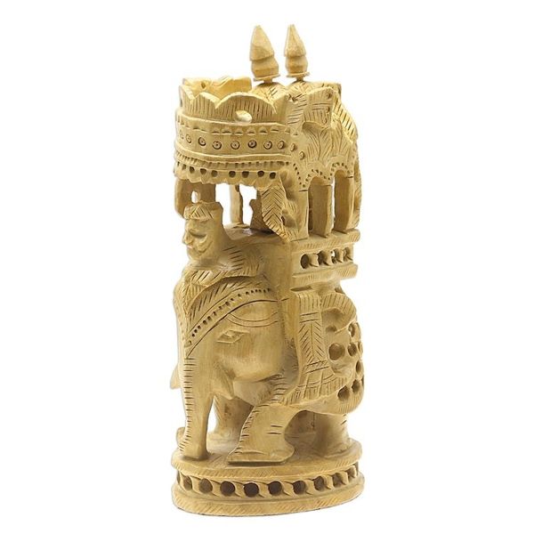 Alternate image for Hand-Carved Kadam Wood Elephant Figurine from India Royal Expedition