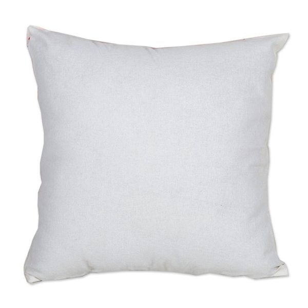 Alternate image for Embroidered Cotton Cushion Covers in Pink from India Pair Divine Orchard in Pink