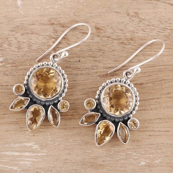 Alternate image for 10.4-Carat Citrine Dangle Earrings from India Sunny Bloom