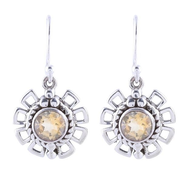 Alternate image for Gleaming Citrine Dangle Earrings Crafted in India Gleaming Bloom