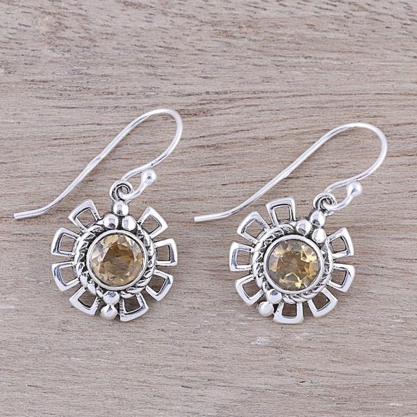 Alternate image for Gleaming Citrine Dangle Earrings Crafted in India Gleaming Bloom