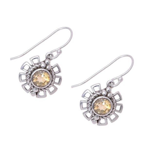 Alternate image for Gleaming Citrine Dangle Earrings Crafted in India Gleaming Bloom