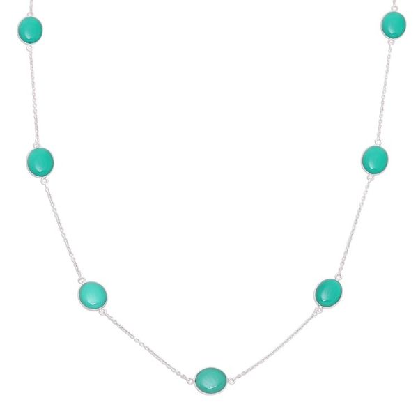Alternate image for Green Onyx Station Necklace Crafted in India Lively Innocence
