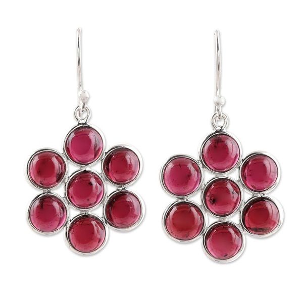 Alternate image for Garnet Cabochon Dangle Earrings from India Orb Bliss