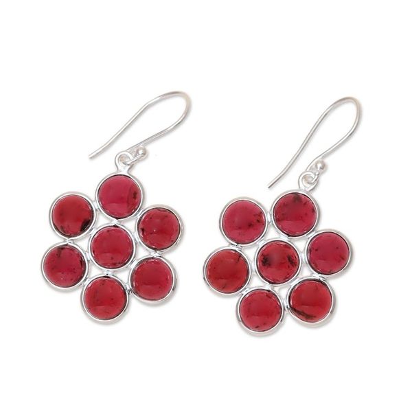 Alternate image for Garnet Cabochon Dangle Earrings from India Orb Bliss