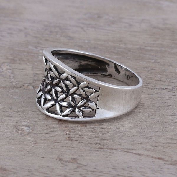 Alternate image for Openwork Pattern Sterling Silver Band Ring from India Floral Lattice
