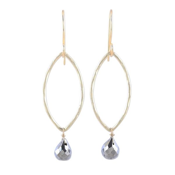 Alternate image for 22k Gold Plated Pyrite Dangle Earrings from India Metallic Gleam