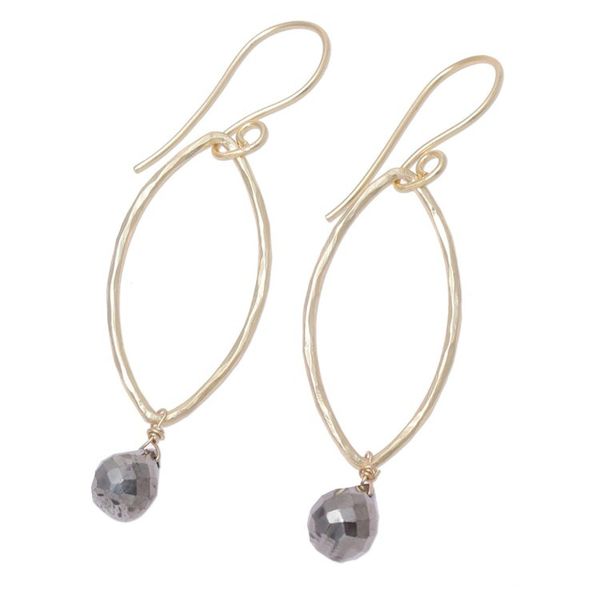 Alternate image for 22k Gold Plated Pyrite Dangle Earrings from India Metallic Gleam