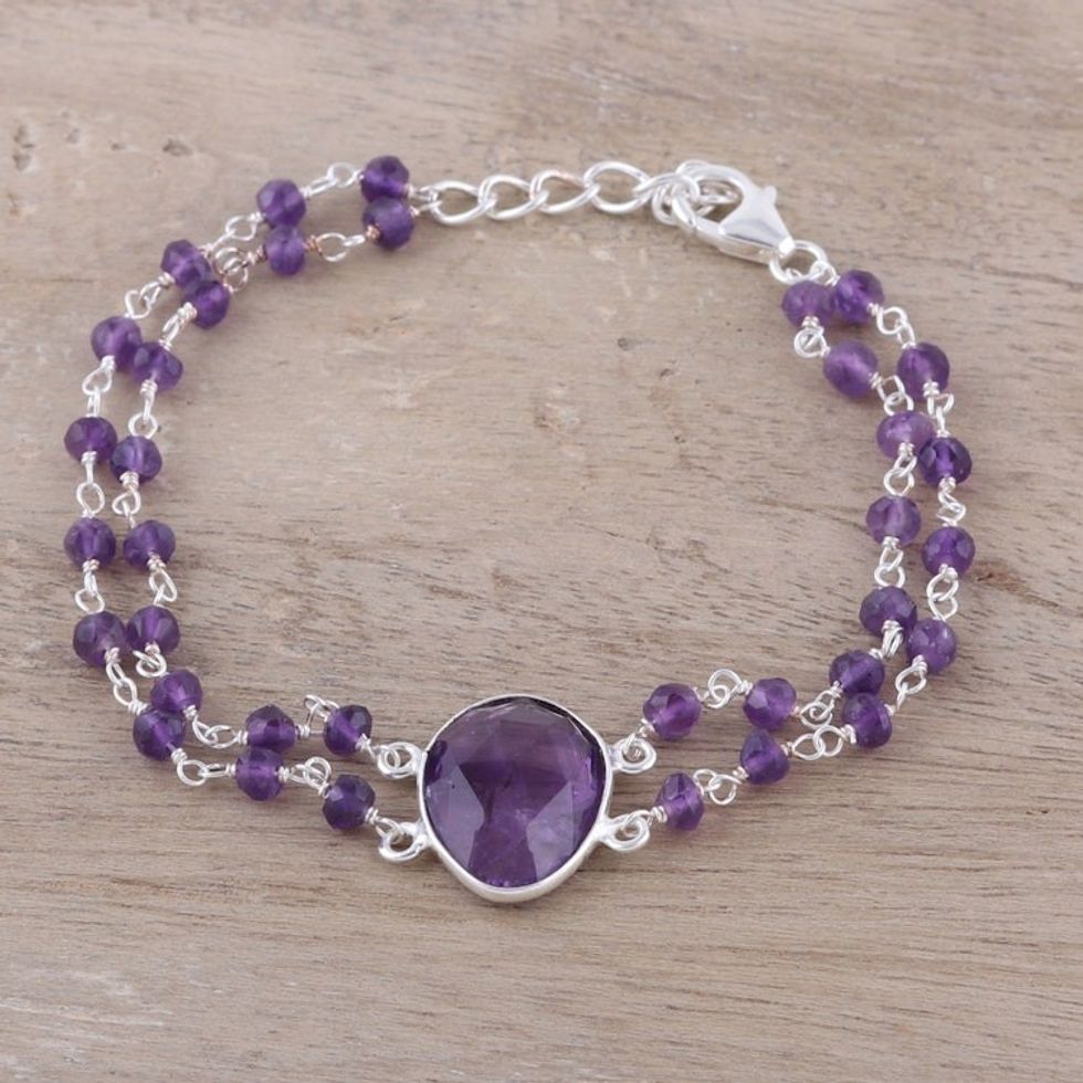 Amethyst Link Pendant Bracelet from India 'Fascinating Egg'
