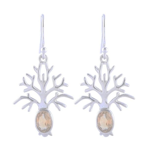 Alternate image for Tree-Shaped Citrine Dangle Earrings from India Budding Tree
