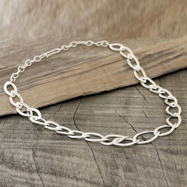 Alternate image for Marquise-Shaped Sterling Silver Link Necklace from India Fascinating