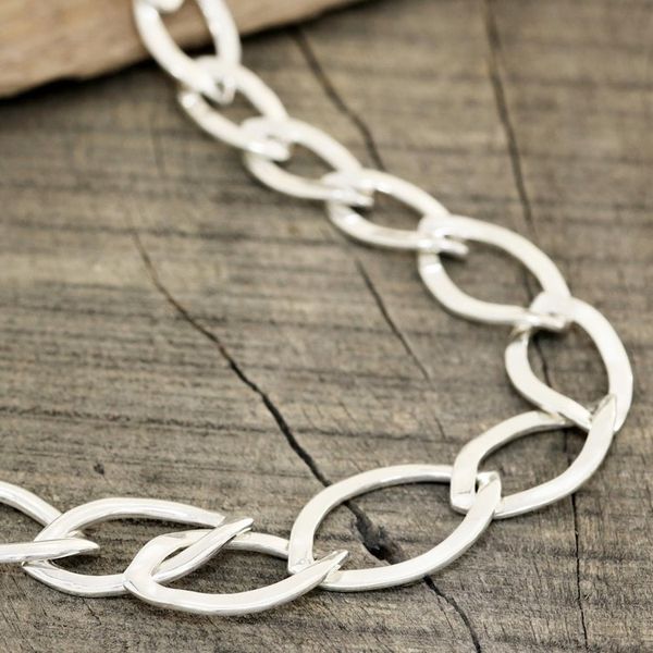 Alternate image for Marquise-Shaped Sterling Silver Link Necklace from India Fascinating