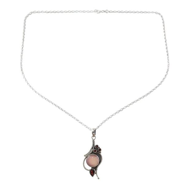 Alternate image for Hand Made Garnet Chalcedony Pendant Necklace from India Shades of Red