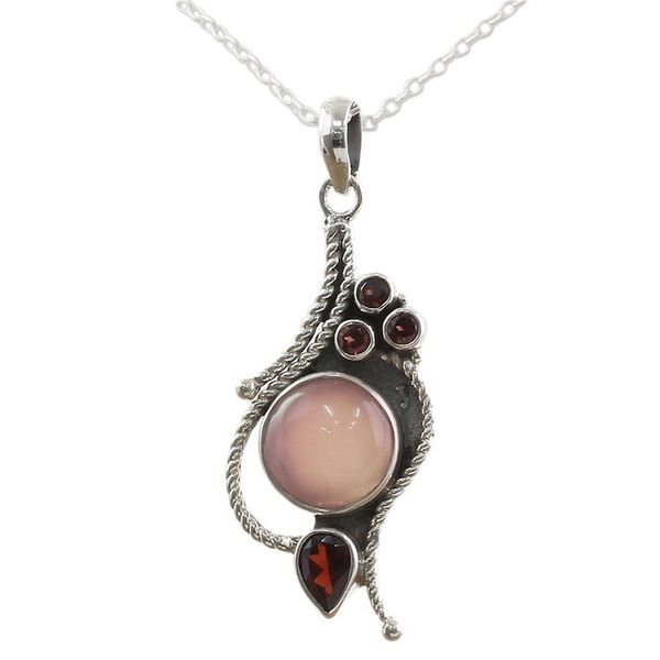 Alternate image for Hand Made Garnet Chalcedony Pendant Necklace from India Shades of Red
