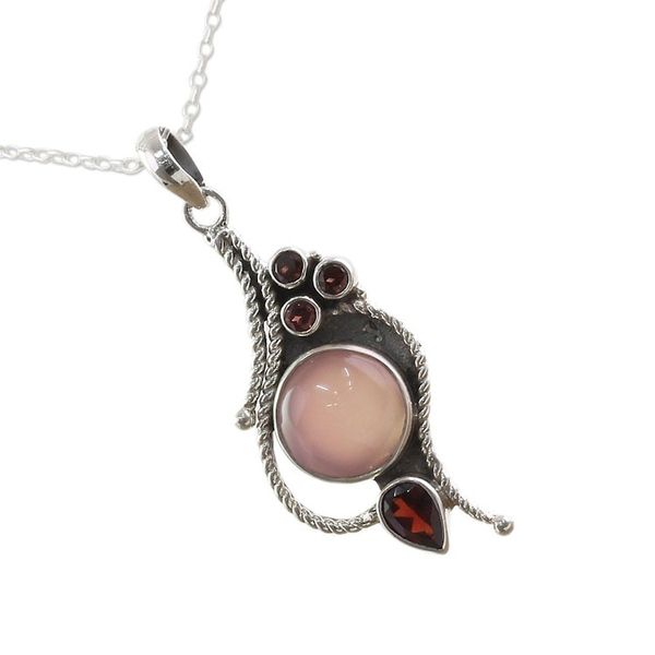 Alternate image for Hand Made Garnet Chalcedony Pendant Necklace from India Shades of Red