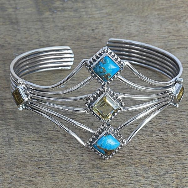 Alternate image for Composite Turquoise and Citrine Cuff Bracelet from India Sunny Allure