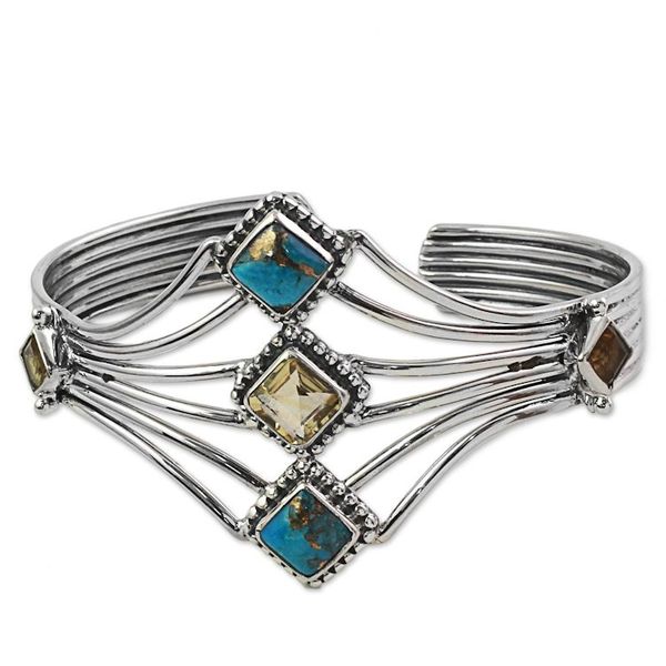 Alternate image for Composite Turquoise and Citrine Cuff Bracelet from India Sunny Allure