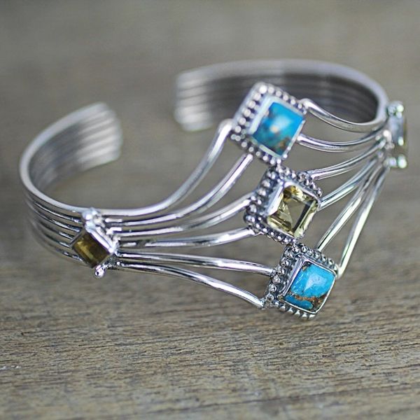 Alternate image for Composite Turquoise and Citrine Cuff Bracelet from India Sunny Allure