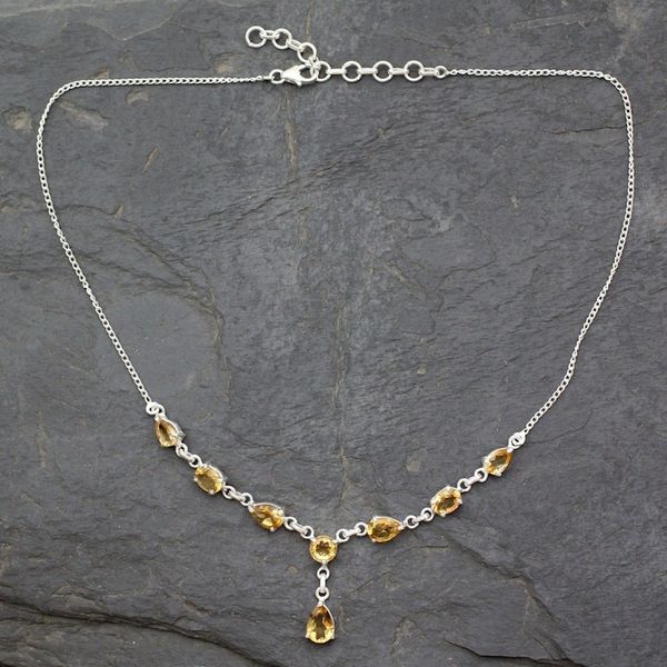 Alternate image for Fair Trade Handmade Citrine and 925 Silver Y Necklace Golden Princess