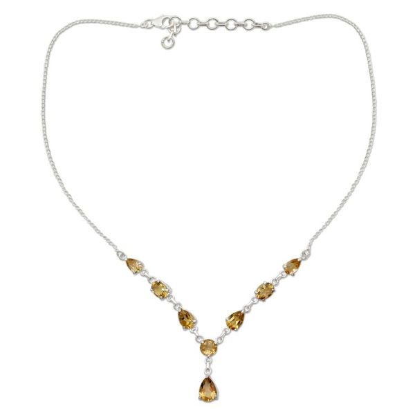 Alternate image for Fair Trade Handmade Citrine and 925 Silver Y Necklace Golden Princess