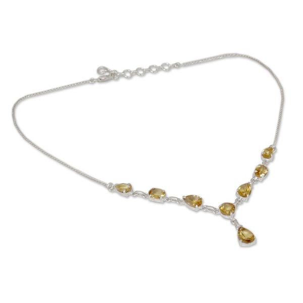 Alternate image for Fair Trade Handmade Citrine and 925 Silver Y Necklace Golden Princess