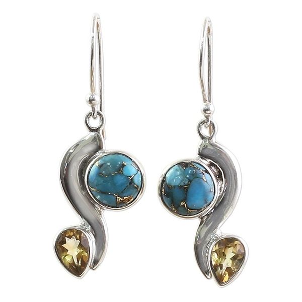 Alternate image for Citrine Composite Turquoise Dangle Earrings from India Sparkling Planet