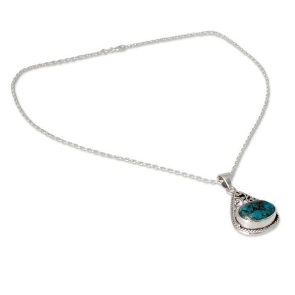 Alternate image for Sterling Silver and Composite Turquoise Pendant Necklace Divine Sky