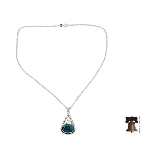 Alternate image for Sterling Silver and Composite Turquoise Pendant Necklace Divine Sky
