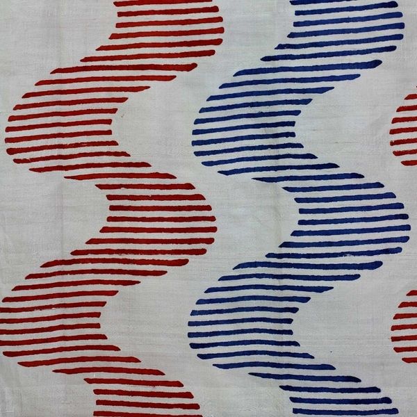 Alternate image for Silk Printed Shawl in Crimson and Prussian Blue from India Bengal Waves