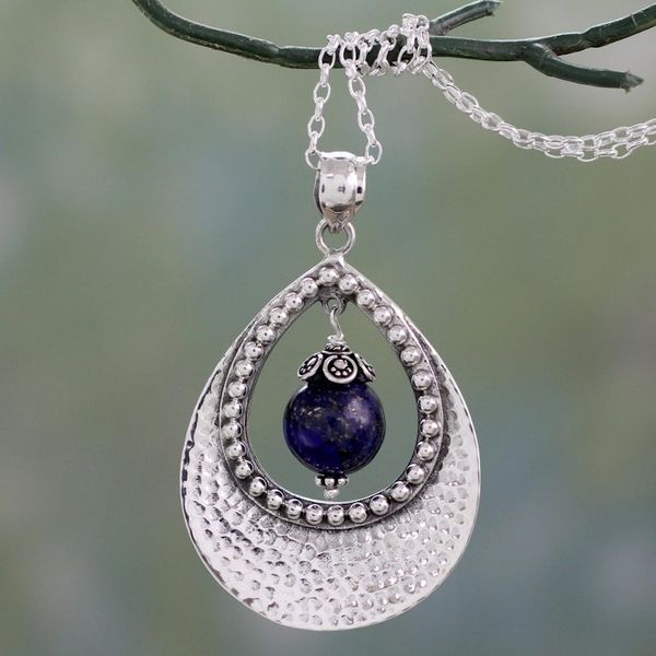 Alternate image for Lapis Lazuli in Indian Jewelry 925 Sterling Silver Necklace Jaipur Dazzle