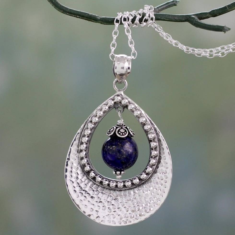Lapis Lazuli in Indian Jewelry 925 Sterling Silver Necklace 'Jaipur Dazzle'