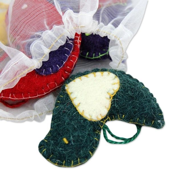 Alternate image for Colorful Wool Felt Holiday Dove Ornaments Set of 4 Messengers of Peace