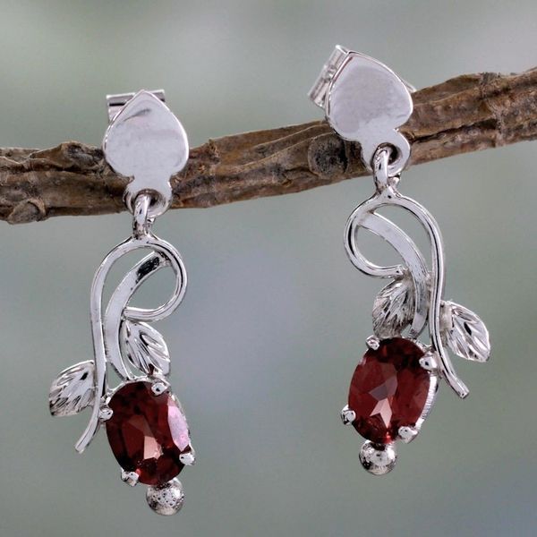 Alternate image for 2 Carat Garnet and Sterling Silver Earrings Romantic Temptation