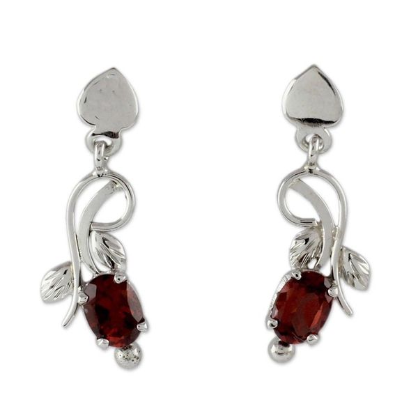 Alternate image for 2 Carat Garnet and Sterling Silver Earrings Romantic Temptation
