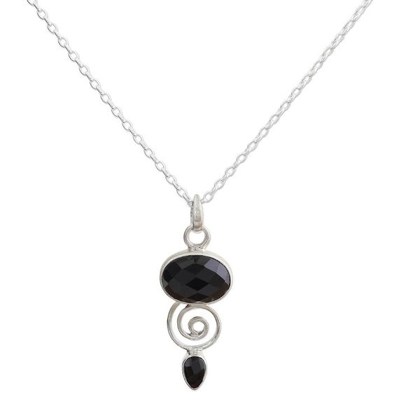 Alternate image for Hand Made Onyx and Sterling Silver Pendant Necklace Romantic Journey