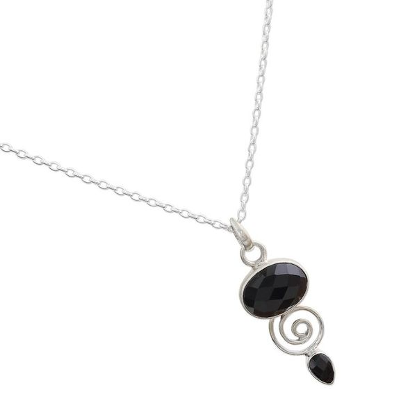 Alternate image for Hand Made Onyx and Sterling Silver Pendant Necklace Romantic Journey