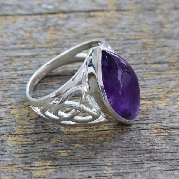 Alternate image for Artisan Crafted Modern Silver and Amethyst Ring for Men Modern Man