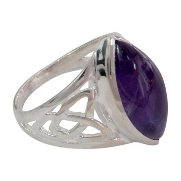 Alternate image for Artisan Crafted Modern Silver and Amethyst Ring for Men Modern Man