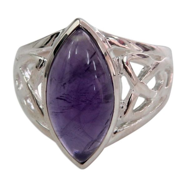Alternate image for Artisan Crafted Modern Silver and Amethyst Ring for Men Modern Man