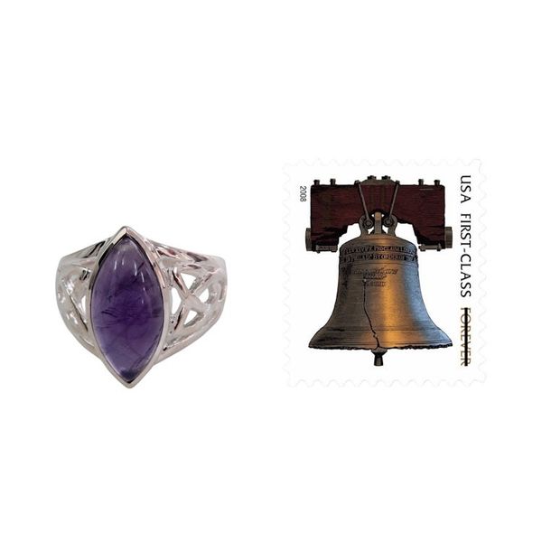 Alternate image for Artisan Crafted Modern Silver and Amethyst Ring for Men Modern Man