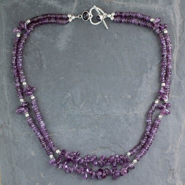 Alternate image for Double Strand Beaded Amethyst Necklace from India Lilac Dance
