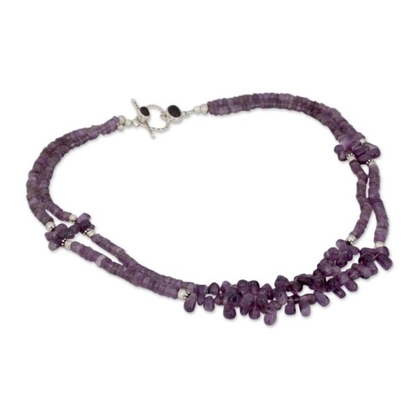 Alternate image for Double Strand Beaded Amethyst Necklace from India Lilac Dance