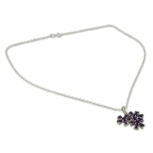 Alternate image for Amethyst Flowers on Sterling Silver Necklace Bouquet of Wisdom