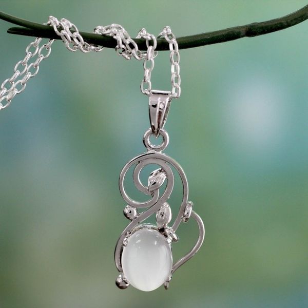 Alternate image for Artisan Crafted Moonstone and Sterling Silver Necklace Lunar Treasure